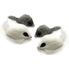 Kats'N Us Real Rabbit Fur Long Hair Mouse Cat Toy - 4pk