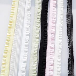 16yards Ultra-Narrow Lace Ruffled Elastic Band Pleated Lotus Leaf Lace for DIY Sewing and Doll Clothes Accessories (8 Colors Mixed, Width 6mm/0.23")