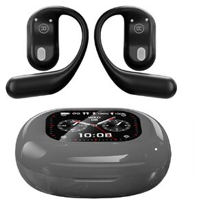 Souroyea Real Time Translation Earbuds 144 Languages AI Translator Open Ear Headphones with LCD Screen,Instant Two-Way Translating & Recording for Foreign Language Learning/Travel/Business (Grey)