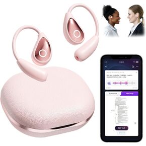 OEQ Language Translation Earbuds Real Time with Clear Speech,3 in 1 Language Translator Device with 100+Language Real Time Two Way with Long Battery Life,Ideal for Travel/Gift/Learning,Pink