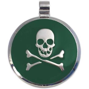 LuckyPet Pet ID Tag - Skull & Crossbones Jewelry Tag - Dog Tags & Cat Tags - Custom Engraved on Back Side - Size: Small, Color: Black