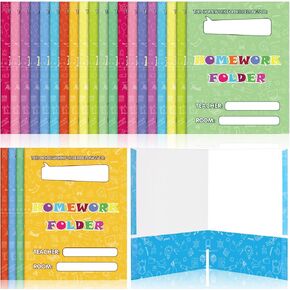 Outus 24 Pcs Students Pocket Folders Bulk Portfolio Take Home Folders Gifts for Classroom Home Office Students Teachers School Supplies(Classwork)