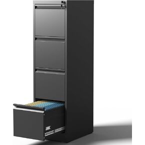 4 Drawer File Cabinet with Lock Heavy Duty Lockable Metal File Cabinets Home Office Steel Filing Cabinet Vertical File Cabinets for Legal/Letter Size File,Assembly Required