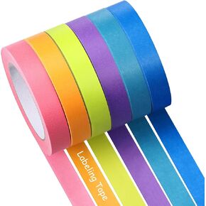 Glenmal 6 Rolls Laboratory Labeling Tapes, 164 Feet Long x 3/4 Inch Width, Temperature Resistant Water Resistant Freezer, Assorted Color for Marking and Color Coding Label Tape