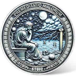 Stoic Challenge Coin – Premeditatio Malorum Design with Seneca Quote – Motivational Coin for Philosophy Enthusiasts and Collectors ﻿