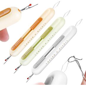 3 PCS Upgraded 2 in 1 Automatic Needle Threaders Seam Ripper,2025 New Sewing Machine Needle Threader Tool,Dual-End Design for Easy Threading, Unthreading, Fabric Crafting and Knitting Projects