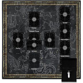 KNANA 3pcs tarot card clits tarot mat celtic cross tarot cloth للقراءة (باللون الأسود الرمادي)