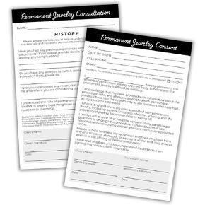 Permanent Jewelry Consent and Consultation 30pk 4x6" For Clients Application Care Instructions for Craft Fair Booth Waiver Sign