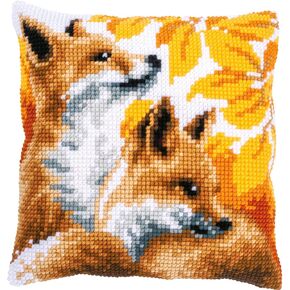 Vervaco Kit coussin au point de croix renards en automne