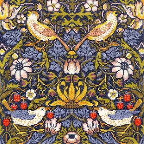 William Morris Strawberry Thief Counted Cross Stitch Kit 14 Count Aida