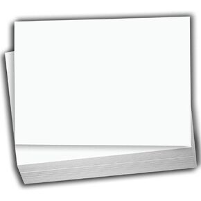 Hamilco White Cardstock Blank Index Flash Note & Post Cards - Flat 5 X 7" Paper 65 lb Cover for Printer - 100 Pack