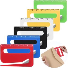 6 PCS Mail Opener Tool Envelope Opener Slitter Wrapping Paper Cutter Envelope Cutter Openers with Concealed Blade Package Openers Tool with Scale for Women Men Worker Students Home Office Postal
