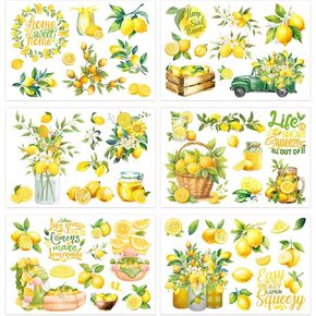 Rub on Transfers for Furniture Crafts Stickers: 6 Sheets Rub on Transfer for Furniture Decals Lemon Sticker UV DTF Transfer Stickers for Wood Glass Crafts DIY Home Decor (12 * 8 inches) in Saudi Arabia
