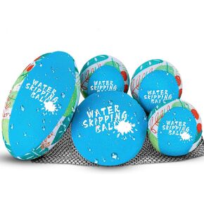 Water Skipping Ball - 5 Pack Pool Balls Water Bouncing Beach Balls & Grip Ball Pool Toys for Kids All Ages, Great Summer Water Toy for Beach Swimming Pool River Lake Cool Fun Summer