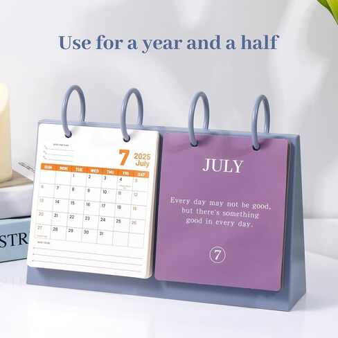 Small Desk Calendar 2025-2026 Desktop Calendar 18 Months Runs from July 2025 Until Dec 2026 Mini Standing Flip Calendar for Home School and Office Supplies,10" x 7",Pink in Saudi Arabia