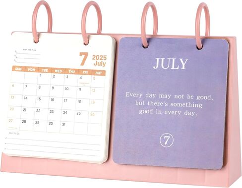 Small Desk Calendar 2025-2026 Desktop Calendar 18 Months Runs from July 2025 Until Dec 2026 Mini Standing Flip Calendar for Home School and Office Supplies,10" x 7",Pink in Saudi Arabia