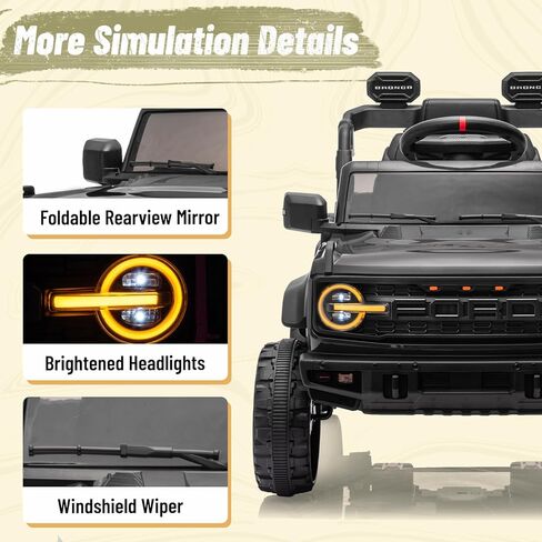 سيارة 12V على لعبة للأطفال ، سيارة فورد برونكو رابتور كيدز الكهربائية مع التحكم عن بعد الوالدين ، سيارة شاحنة تعمل بالبطارية مع تعليق 4 عجلات ، ضوء LED ، Bluetooth ، 3 سرعات (12 فولت ، وردي) in Kuwait