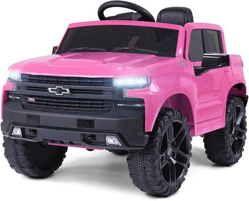 Licensed Chevrolet Silverado Ride On Pickup Truck, 12V Electric Car for Kids w/Parent Remote Control, Truck Bed Storage, LED Lights, Radio, Bluetooth, Battery Car for Kids to Drive (White) in Saudi Arabia