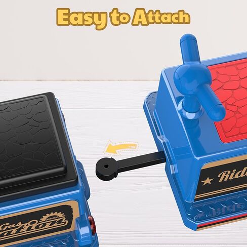 ANPABO Ride On Train Set Trackless, Include 1 Locomotive and 1 Carriage, 12V Kids Car with Height-Adjustable Seat, Extra Storage, Headlight, Train Whistle & Music, Electric Car for Kids 3+, Red in Kuwait