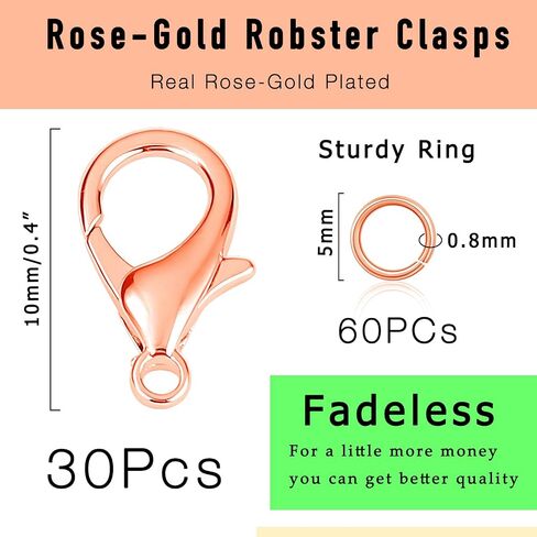 90pcs clasps claw clawles lebster lebster (10 مم) وخواتم القفز لصنع المجوهرات ، ونتائج ومستلزمات القلادة (18K الذهب مطلي) in Kuwait