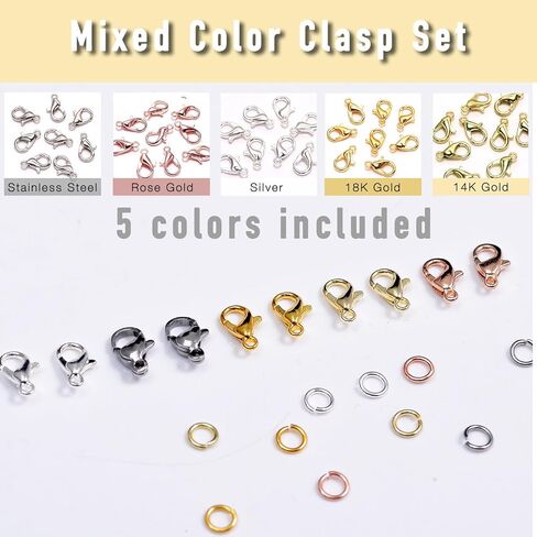 90PCs Fadeless Lobster Claw Clasps (10mm) & Jump Rings for Jewelry Making, Necklace Bracelet Findings & Supplies (18K Gold Plated) in Saudi Arabia