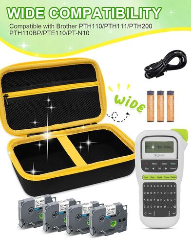 حالة صانع الملصقات UCEC متوافقة مع Brother PTH110 PTH111 PTH200 PTH110BP PTE110 PT -N10 ، متوافق مع صانع الملصقات الأخ - صندوق تخزين السفر الصلب مع جيب سحاب وشريط (أخضر) in Saudi Arabia