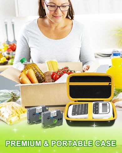 حالة صانع الملصقات UCEC متوافقة مع Brother PTH110 PTH111 PTH200 PTH110BP PTE110 PT -N10 ، متوافق مع صانع الملصقات الأخ - صندوق تخزين السفر الصلب مع جيب سحاب وشريط (أخضر) in Saudi Arabia