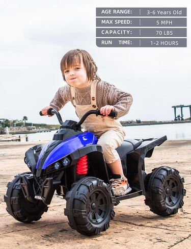 4 Wheeler for Kids, 12V Battery Powered Ride On ATV, Electric 4 Wheeler Quad ATV Car with MP3, USB, LED Headlight Ride On Toys for Kids 3-6 Years (Pink) in Saudi Arabia