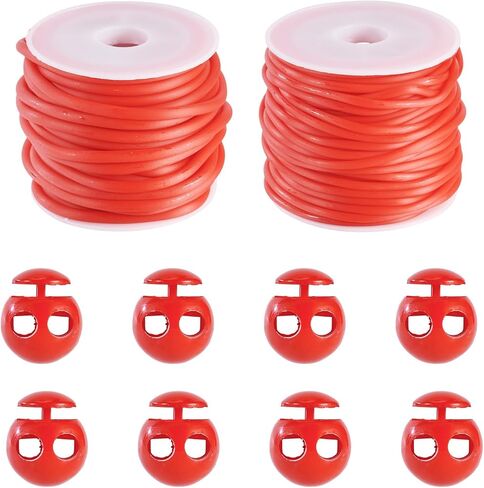 Pandahall 2 Rolls Purple Rubber Cords 2mm 3mm Knitting Barber Cords with 8pcs Plastic Cord Locks for Knitting Stitch Holders Craft Projects in Saudi Arabia