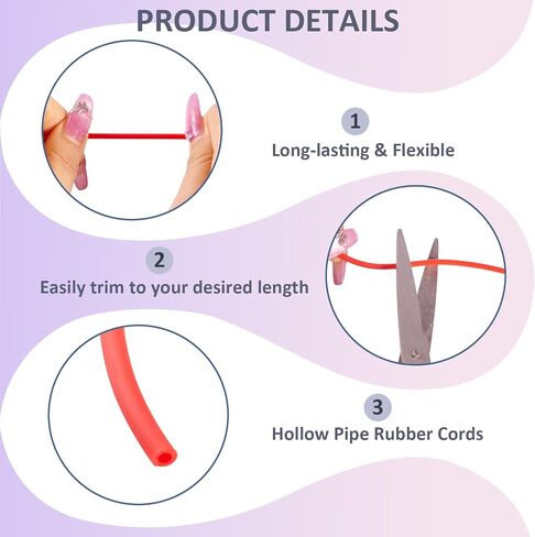 Pandahall 2 Rolls Purple Rubber Cords 2mm 3mm Knitting Barber Cords with 8pcs Plastic Cord Locks for Knitting Stitch Holders Craft Projects in Saudi Arabia