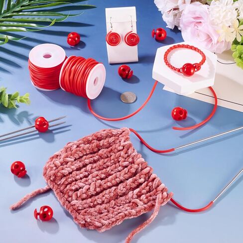 Pandahall 2 Rolls Purple Rubber Cords 2mm 3mm Knitting Barber Cords with 8pcs Plastic Cord Locks for Knitting Stitch Holders Craft Projects in Saudi Arabia