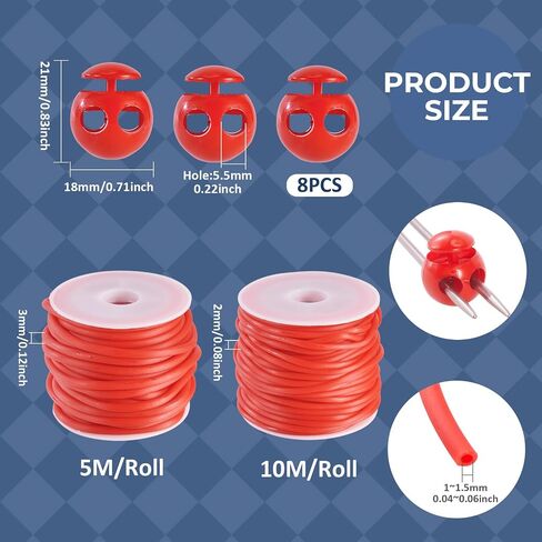 Pandahall 2 Rolls Purple Rubber Cords 2mm 3mm Knitting Barber Cords with 8pcs Plastic Cord Locks for Knitting Stitch Holders Craft Projects in Saudi Arabia