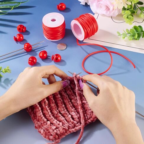 Pandahall 2 Rolls Purple Rubber Cords 2mm 3mm Knitting Barber Cords with 8pcs Plastic Cord Locks for Knitting Stitch Holders Craft Projects in Saudi Arabia