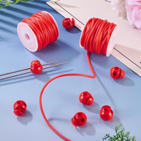 Pandahall 2 Rolls Purple Rubber Cords 2mm 3mm Knitting Barber Cords with 8pcs Plastic Cord Locks for Knitting Stitch Holders Craft Projects in Saudi Arabia