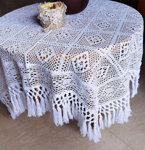 HHTCAL 8 Yards Long Tassel Fringe by The Yard Cotton Tassel Trim Boho Macrame Fringe Trim for Sewing on Clothing Ribbon Border Vintage Decor 14cm Wide (White) in Saudi Arabia