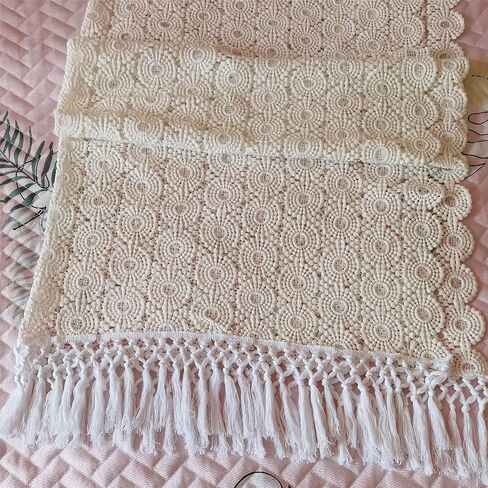 HHTCAL 8 Yards Long Tassel Fringe by The Yard Cotton Tassel Trim Boho Macrame Fringe Trim for Sewing on Clothing Ribbon Border Vintage Decor 14cm Wide (White) in Saudi Arabia