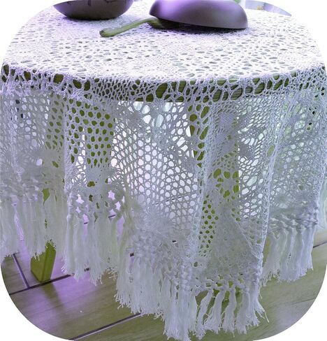 HHTCAL 8 Yards Long Tassel Fringe by The Yard Cotton Tassel Trim Boho Macrame Fringe Trim for Sewing on Clothing Ribbon Border Vintage Decor 14cm Wide (White) in Saudi Arabia