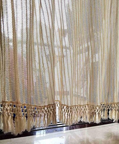 HHTCAL 8 Yards Long Tassel Fringe by The Yard Cotton Tassel Trim Boho Macrame Fringe Trim for Sewing on Clothing Ribbon Border Vintage Decor 14cm Wide (White) in Saudi Arabia