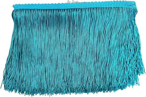 Beautiful 2 Yards of 12" Long Chainette Fringe Tassel Thread Yarn Trim Fringe Sewing, Dance Costumes, Drapery, Lamp Shades-Turquoise in Kuwait