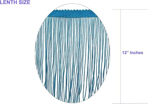 Beautiful 2 Yards of 12" Long Chainette Fringe Tassel Thread Yarn Trim Fringe Sewing, Dance Costumes, Drapery, Lamp Shades-Turquoise in Kuwait