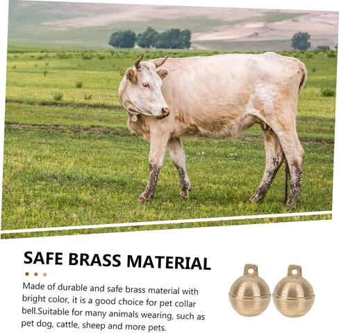 2pcs Brass Pet Bells for Dogs Cats Lightweight Sturdy Sheep Cattle Collar Accessories Unique Design for Enhanced Pet Liveliness Safety in Saudi Arabia