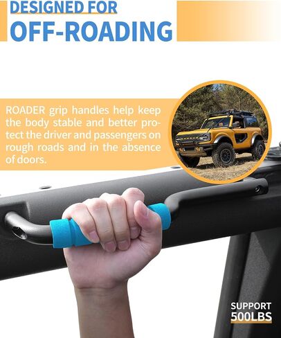 Bronco Front & Rear Roll Bar Grab Handles Compatible with 2023 2024 New Ford Bronco 2021 2022 4 Door, Aluminum Alloy Grip Handles Bronco Interior Accessories, 4 Pack(Not Fit Bronco Sport) in Saudi Arabia