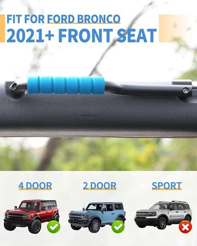 Bronco Front & Rear Roll Bar Grab Handles Compatible with 2023 2024 New Ford Bronco 2021 2022 4 Door, Aluminum Alloy Grip Handles Bronco Interior Accessories, 4 Pack(Not Fit Bronco Sport) in Saudi Arabia