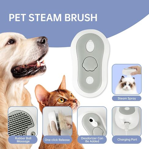 Cat Brush for Shedding Rechargeable Cat Steam Brushes for Indoor Cats Self-Cleaning Pet Grooming Tool for Long and Short Hair Steamy Dog Comb Cat Deshedding Hair Brush, Yellow in Saudi Arabia