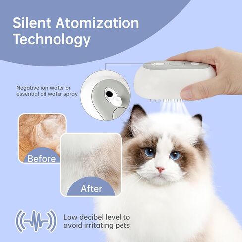 Cat Brush for Shedding Rechargeable Cat Steam Brushes for Indoor Cats Self-Cleaning Pet Grooming Tool for Long and Short Hair Steamy Dog Comb Cat Deshedding Hair Brush, Yellow in Saudi Arabia