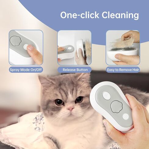 Cat Brush for Shedding Rechargeable Cat Steam Brushes for Indoor Cats Self-Cleaning Pet Grooming Tool for Long and Short Hair Steamy Dog Comb Cat Deshedding Hair Brush, Yellow in Saudi Arabia