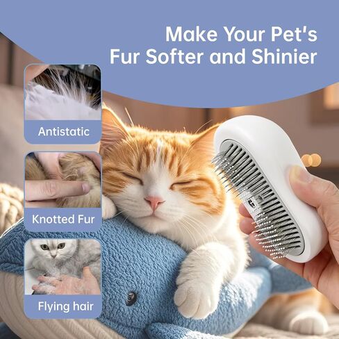 Cat Brush for Shedding Rechargeable Cat Steam Brushes for Indoor Cats Self-Cleaning Pet Grooming Tool for Long and Short Hair Steamy Dog Comb Cat Deshedding Hair Brush, Yellow in Saudi Arabia