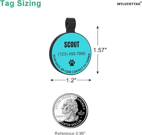 MYLUCKYTAG Personalized Dog ID Tags - Silent Silicone QR Code Tags - Online Pet Profile - Send Pet Location Alert Email When Scanned in Kuwait