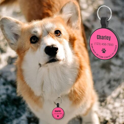 MYLUCKYTAG Personalized Dog ID Tags - Silent Silicone QR Code Tags - Online Pet Profile - Send Pet Location Alert Email When Scanned in Kuwait