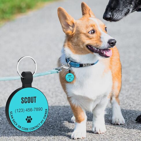 MYLUCKYTAG Personalized Dog ID Tags - Silent Silicone QR Code Tags - Online Pet Profile - Send Pet Location Alert Email When Scanned in Kuwait